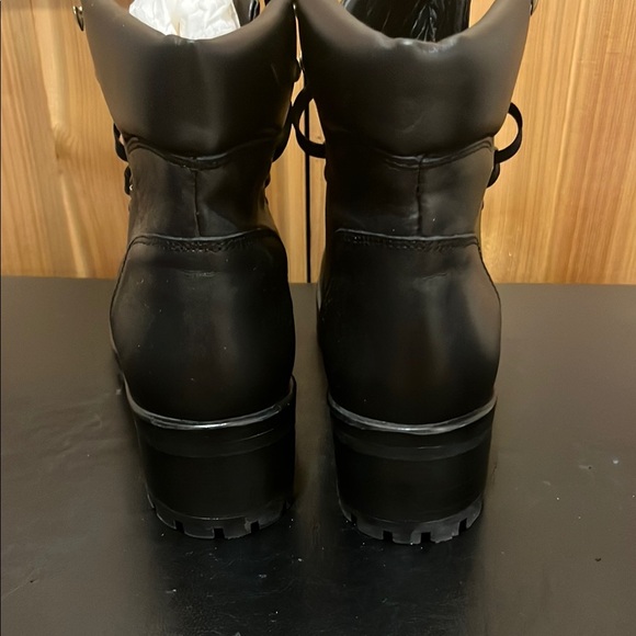 Steve Madden Black Combat Boots with Gold Accents - Picture 9 of 12